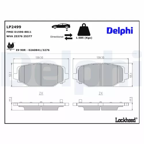 Remblokkenset, schijfrem DELPHI LP2499)