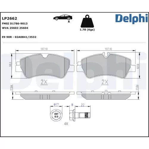 Remblokkenset, schijfrem DELPHI LP2662)