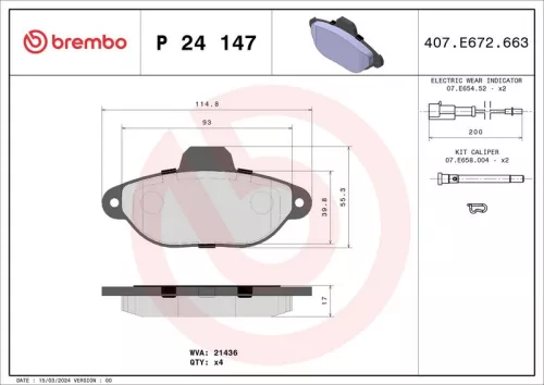 Remblokkenset, schijfrem BREMBO P 24 147)