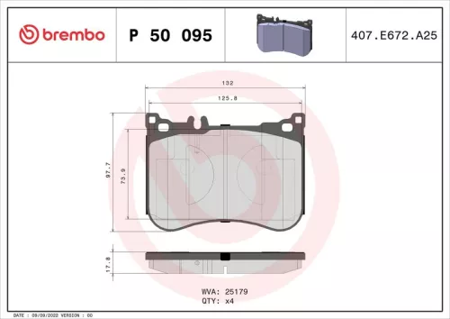 Remblokkenset, schijfrem BREMBO P 50 095)