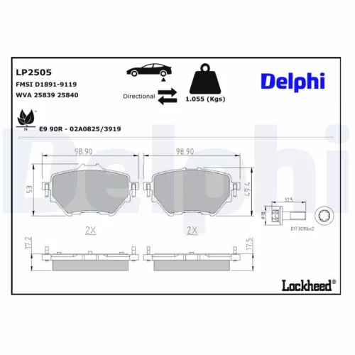 Remblokkenset, schijfrem DELPHI LP2505)