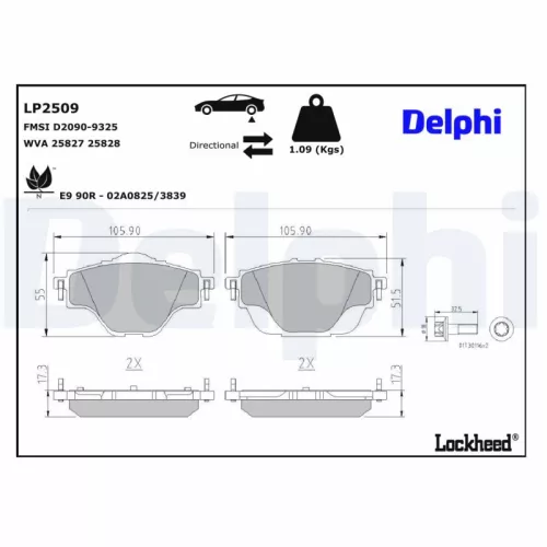 Remblokkenset, schijfrem DELPHI LP2509)
