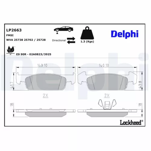 Remblokkenset, schijfrem DELPHI LP2663)