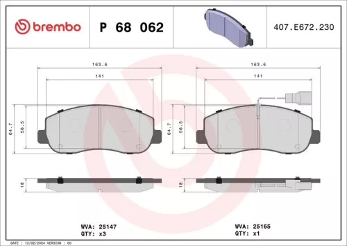 Remblokkenset, schijfrem BREMBO P 68 062)