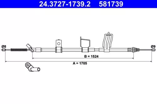 Kabeltrek, parkeerrem ATE 24.3727-1739.2)