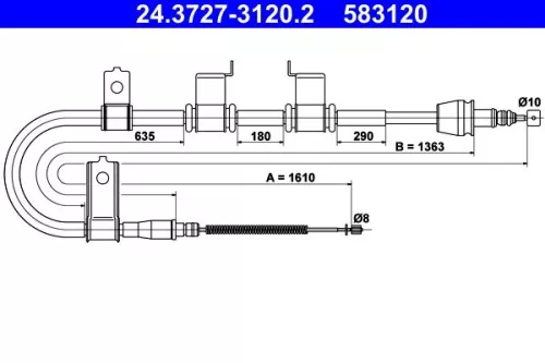 Kabeltrek, parkeerrem ATE 24.3727-3120.2)
