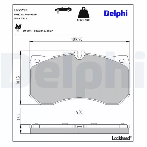 Remblokkenset, schijfrem DELPHI LP2713)