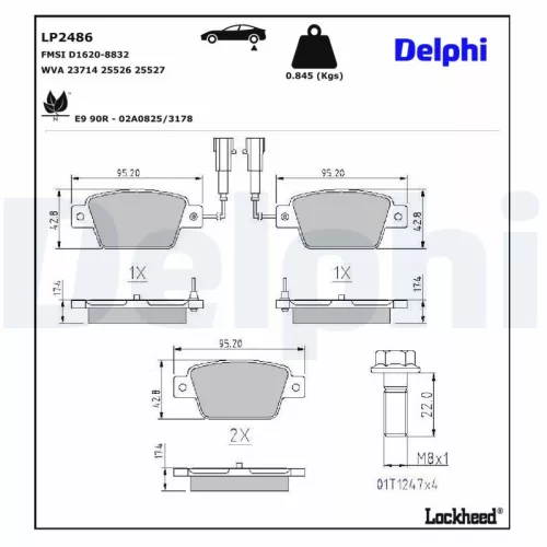 Remblokkenset, schijfrem DELPHI LP2486)
