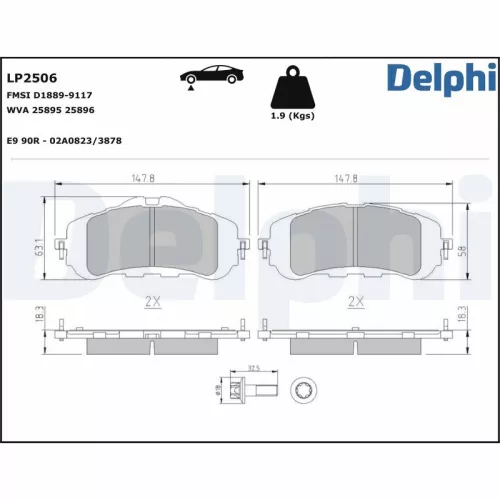 Remblokkenset, schijfrem DELPHI LP2506)