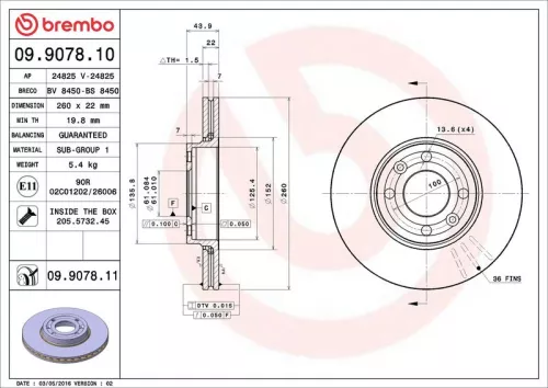 Remschijf BREMBO 09.9078.11)