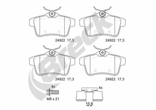 Brake Pad Set, disc brake BRECK 24922 00 704 00)