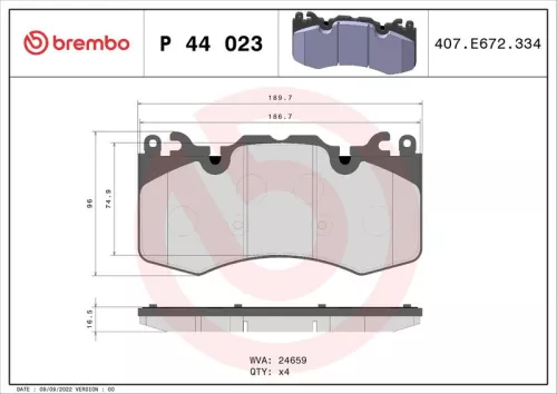 Remblokkenset, schijfrem BREMBO P 44 023)