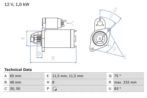 Starter BOSCH 0 986 023 470)