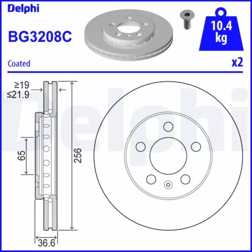 Brake Disc DELPHI BG3208C)