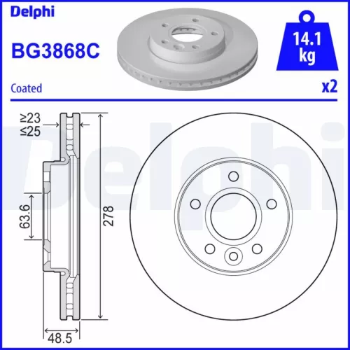 Brake Disc DELPHI BG3868C)