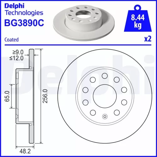 Brake Disc DELPHI BG3890C)