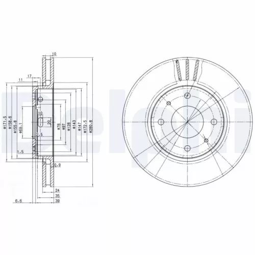 Remschijf DELPHI BG3501C)