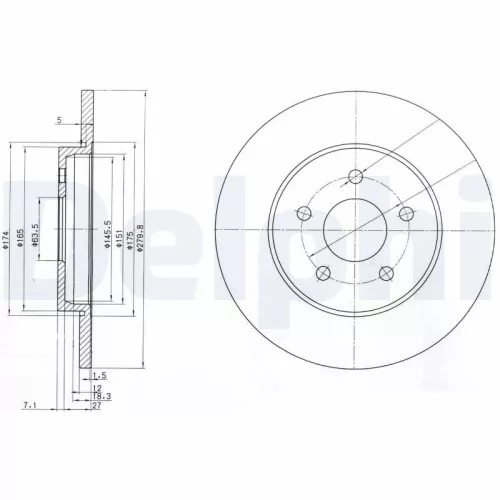 Remschijf DELPHI BG3663C)