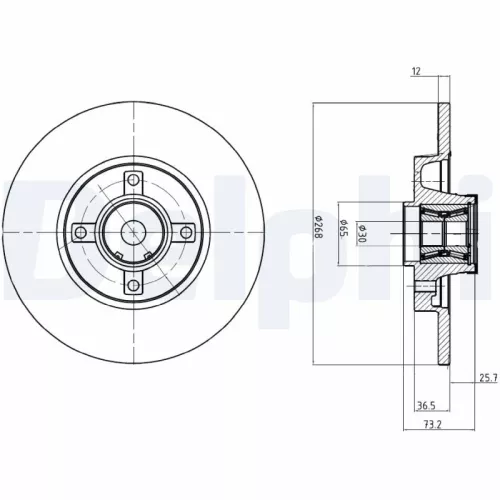 Brake Disc DELPHI BG9053RSC)