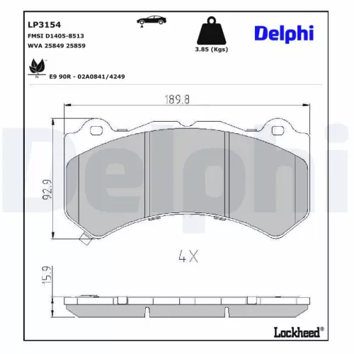 Remblokkenset, schijfrem DELPHI LP3154)