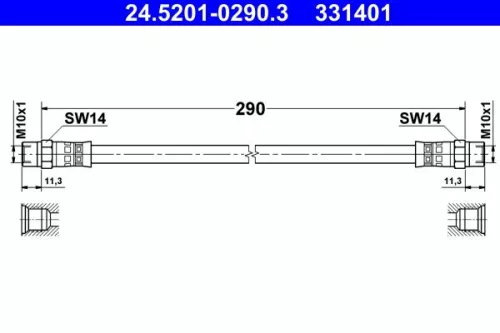 Brake Hose ATE 24.5201-0290.3)