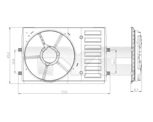 Steun, radiatorventilator TYC 837-0035-1)