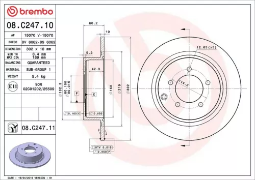 Remschijf BREMBO 08.C247.11)