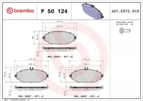 Remblokkenset, schijfrem BREMBO P 50 124)