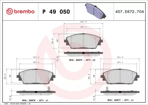 Remblokkenset, schijfrem BREMBO P 49 050)