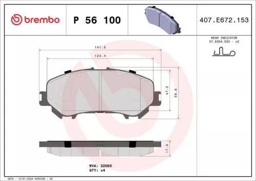 Remblokkenset, schijfrem BREMBO P 56 100)
