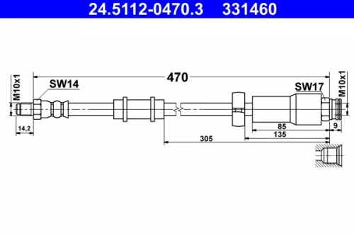 Brake Hose ATE 24.5112-0470.3)