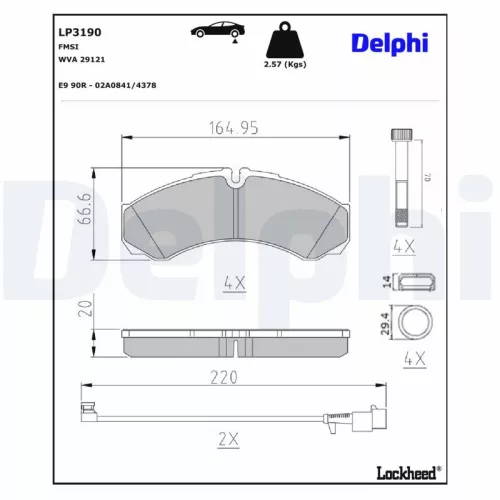 Remblokkenset, schijfrem DELPHI LP3190)