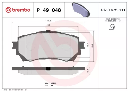 Remblokkenset, schijfrem BREMBO P 49 048)