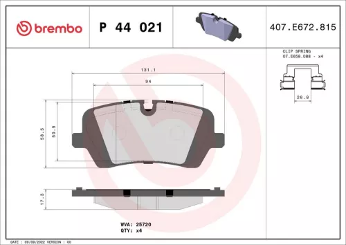 Brake Pad Set, disc brake BREMBO P 44 021)