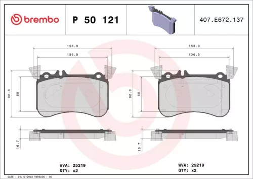 Remblokkenset, schijfrem BREMBO P 50 121)