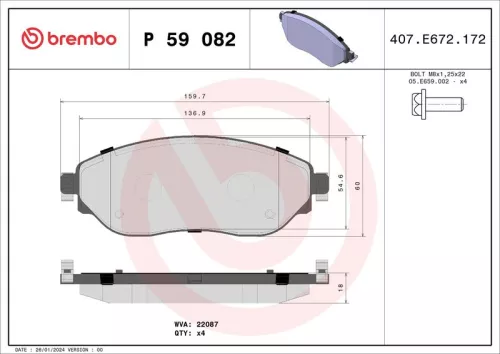 Remblokkenset, schijfrem BREMBO P 59 082)