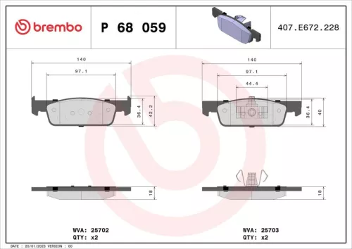 Remblokkenset, schijfrem BREMBO P 68 059)