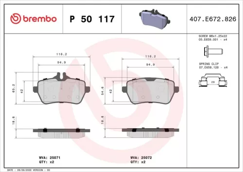 Remblokkenset, schijfrem BREMBO P 50 117)