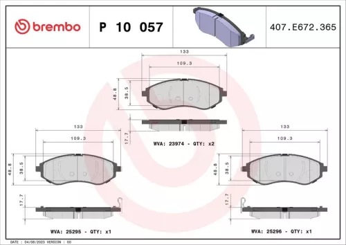 Remblokkenset, schijfrem BREMBO P 10 057)