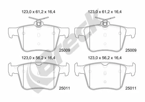 Brake Pad Set, disc brake BRECK 25009 00 704 00)