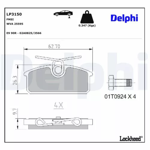 Remblokkenset, schijfrem DELPHI LP3150)