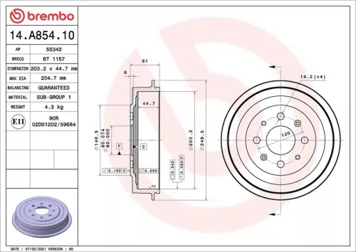 Remtrommel BREMBO 14.A854.10)