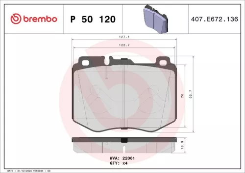 Remblokkenset, schijfrem BREMBO P 50 120)