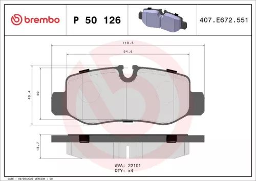Remblokkenset, schijfrem BREMBO P 50 126)