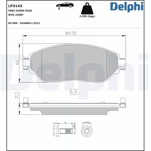 Remblokkenset, schijfrem DELPHI LP3143)