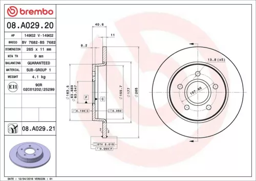 Brake Disc BREMBO 08.A029.21)