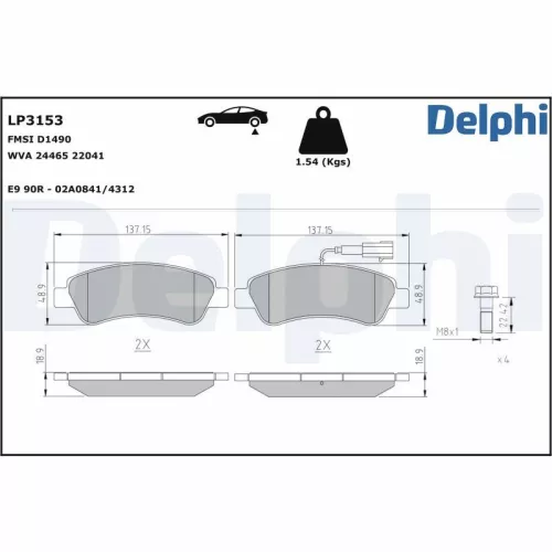 Remblokkenset, schijfrem DELPHI LP3153)