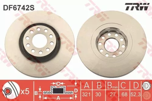 Remschijf TRW DF6742S)