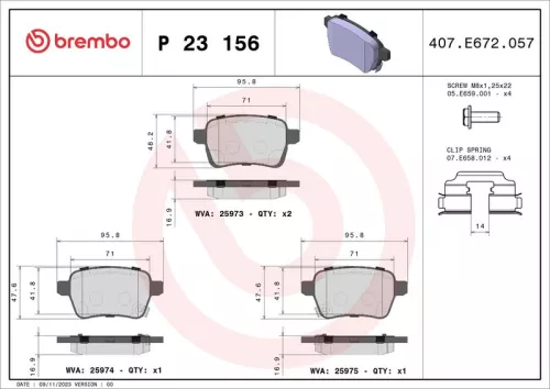 Remblokkenset, schijfrem BREMBO P 23 156)