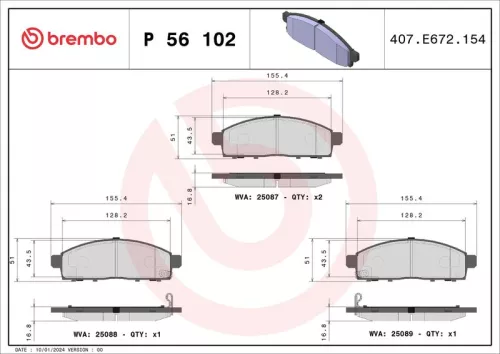 Remblokkenset, schijfrem BREMBO P 56 102)
